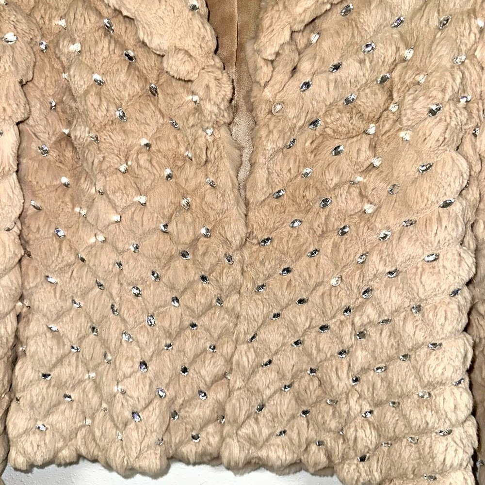 *RARE* Bebe Rhinestone Rabbit Fur Coat - Picture 6 of 14